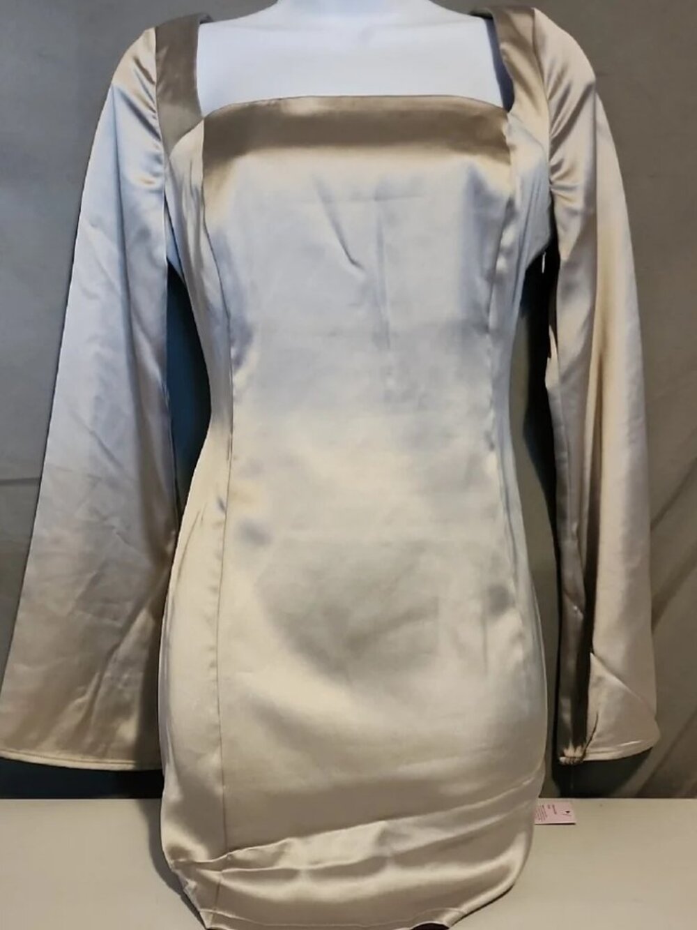 Chic NWT Silver Long Sleeve Dress